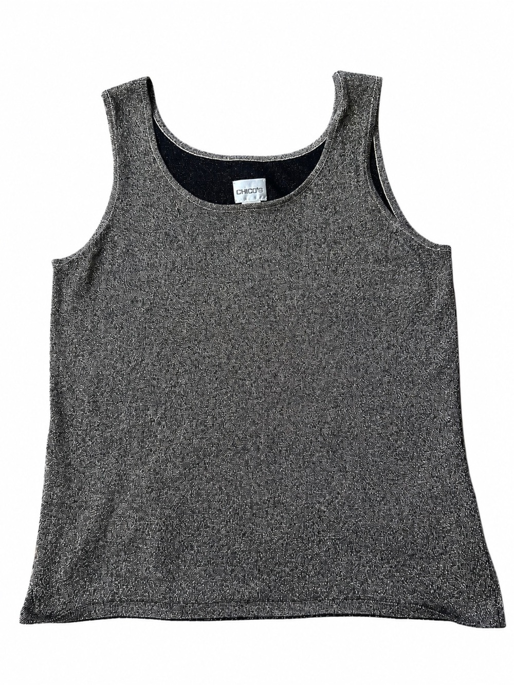 Chico's Silver Metallic Scoop Neck Tank